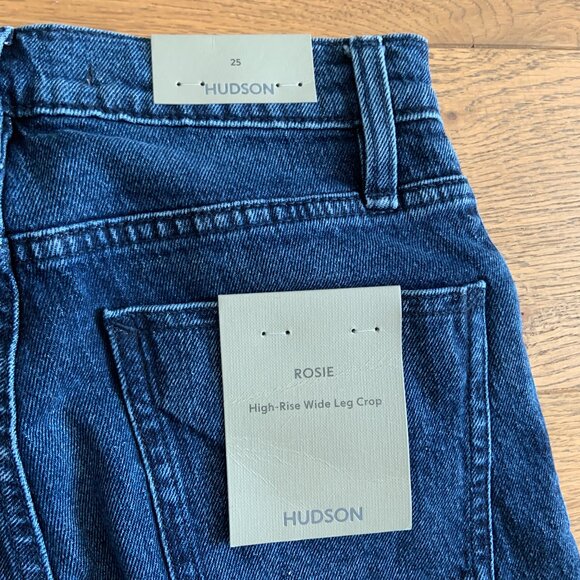 Women's Hudson Rosie High-Rise Wide Leg Crop Lakeside Blue Denim Jeans Size 25 - Picture 8 of 10